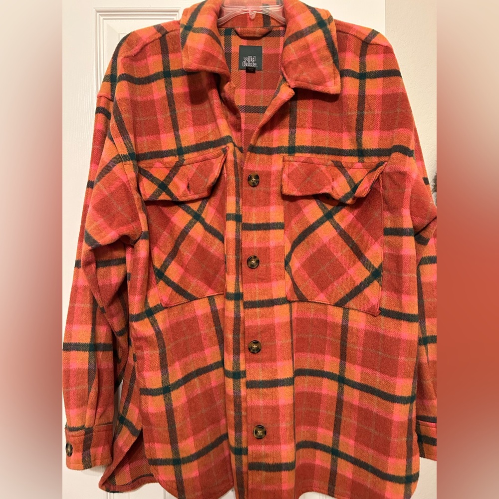 Wool, plaid shacket.